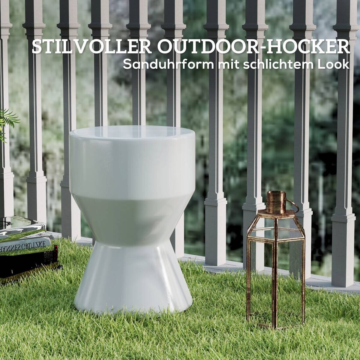 Outsunny Gartenhocker hellgrau Keramik B/H/L: ca. 33x45,5x33 cm