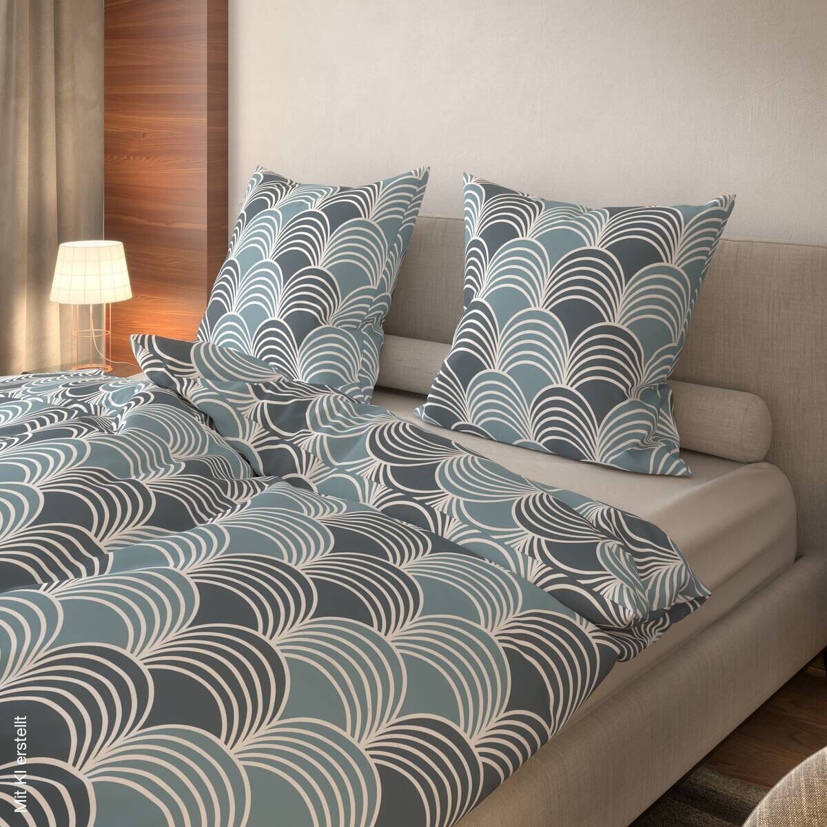 Microfaser Bettwäsche blau Polyester B/L: ca. 135x200 cm