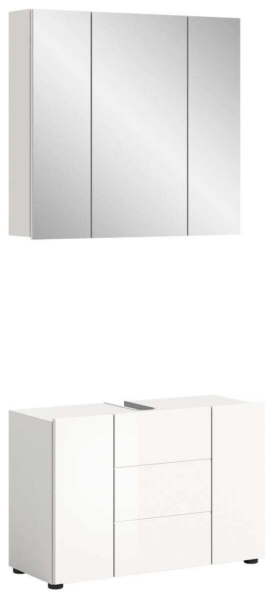 Badezimmer-Set VIRA weiß weiß Hochglanz B/H/T: ca. 82x190x34 cm