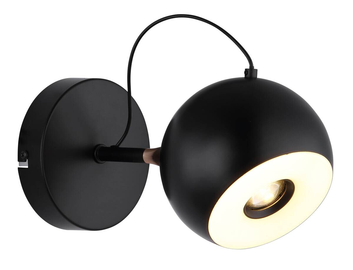 GLOBO Wandleuchte mattschwarz gold Metall D: ca. 12 cm 1 Brennstellen