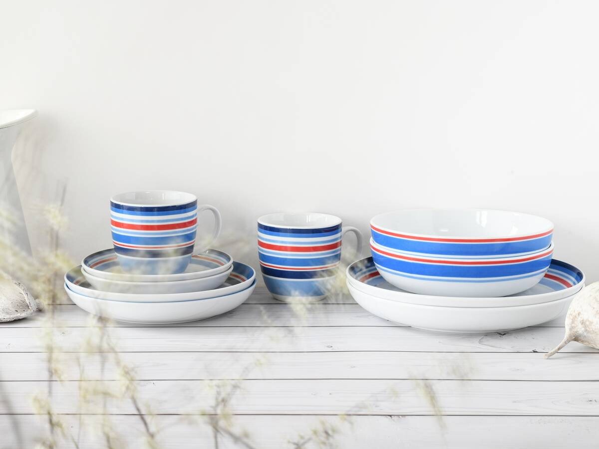 CreaTable Kombiservice Allround - COAST LINE blau Porzellan 10 tlg.