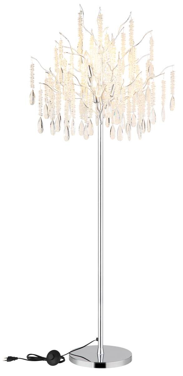 GLOBO Stehlampe klar silber Glas Metall H/D: ca. 165x55 cm E14 5 Brennstellen