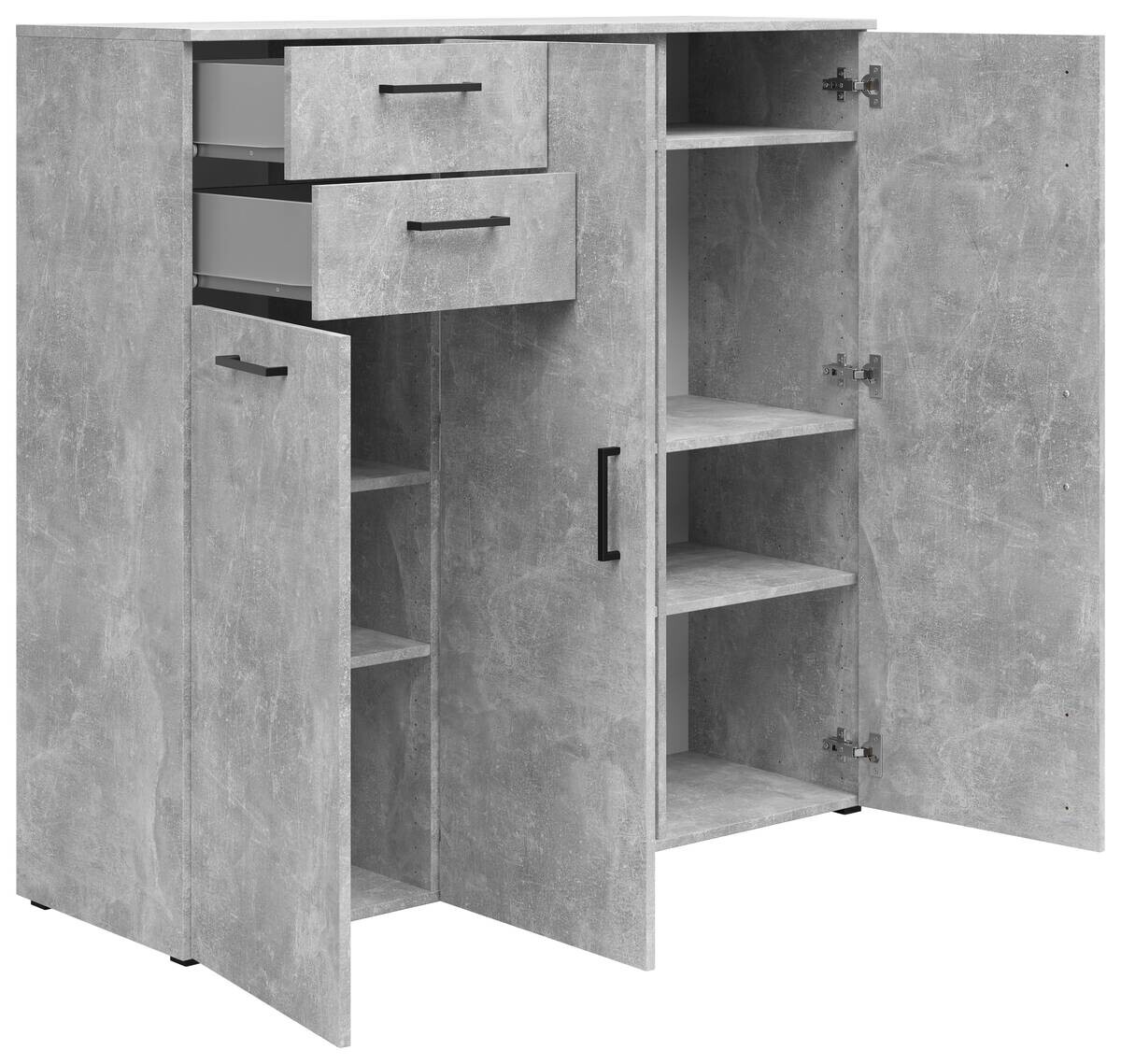 Kommode Multi-Stauraum Typ 33 Beton Optik B/H/T: ca. 120x115x40 cm