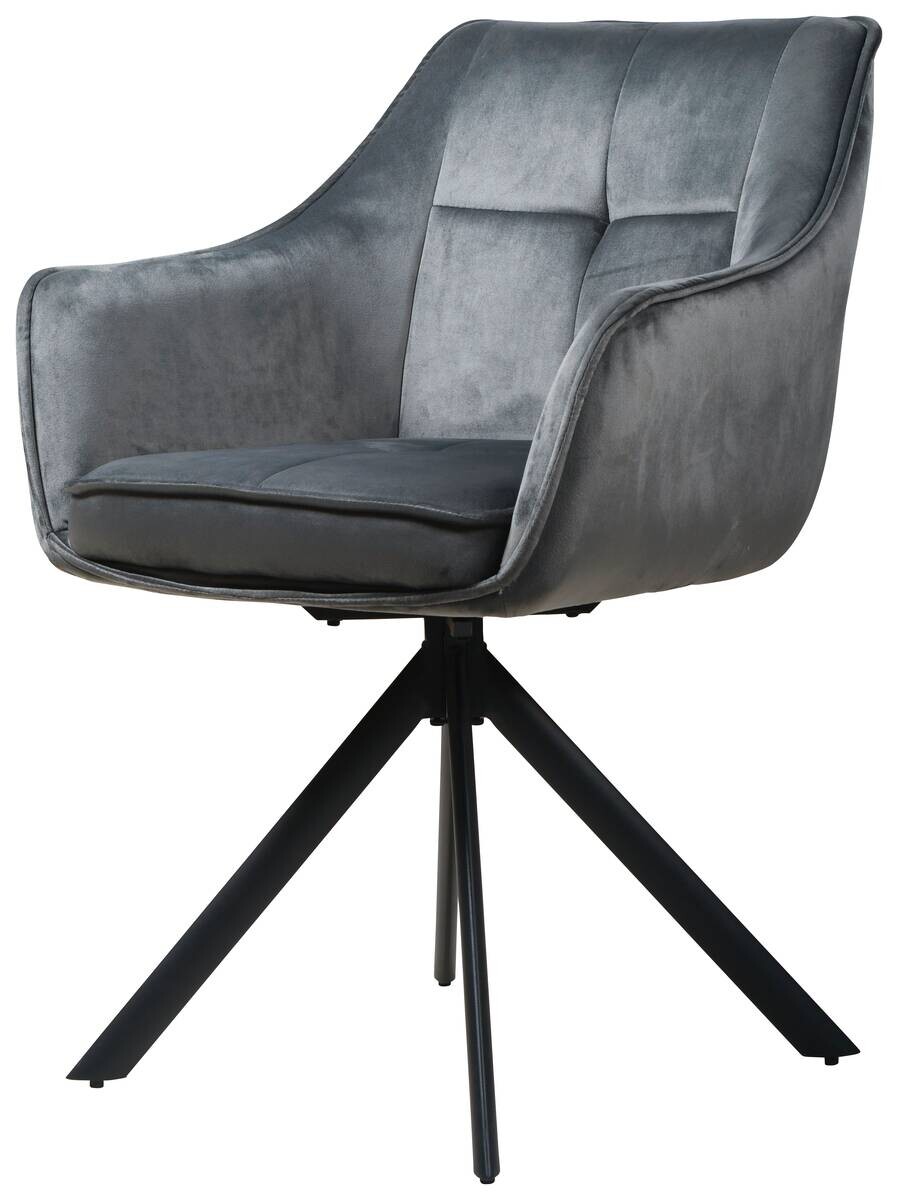 Armlehnstuhl Darwin dunkelgrau schwarz Samtoptik Metall B/H/T: ca. 61x95x60 cm