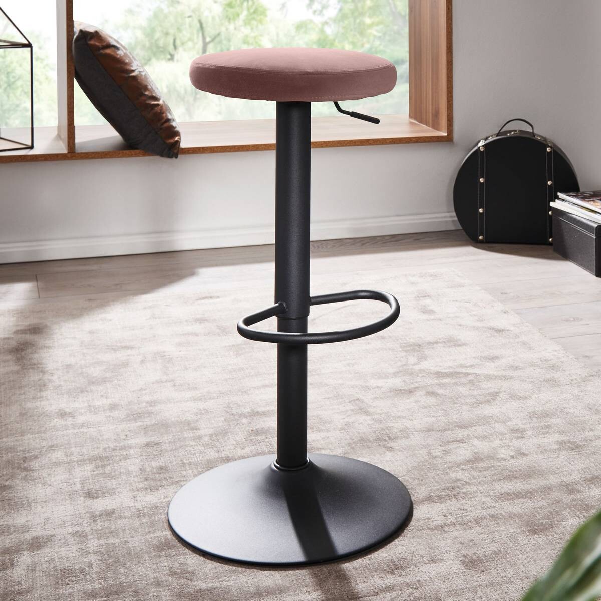 Barhocker rosa Stoff B/H/T: ca. 40x58x40 cm