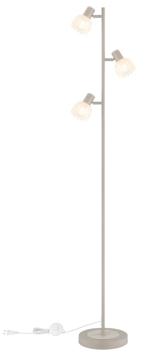 GLOBO Stehlampe sand Glas Metall B/H/L: ca. 12x60x26 cm 3 Brennstellen