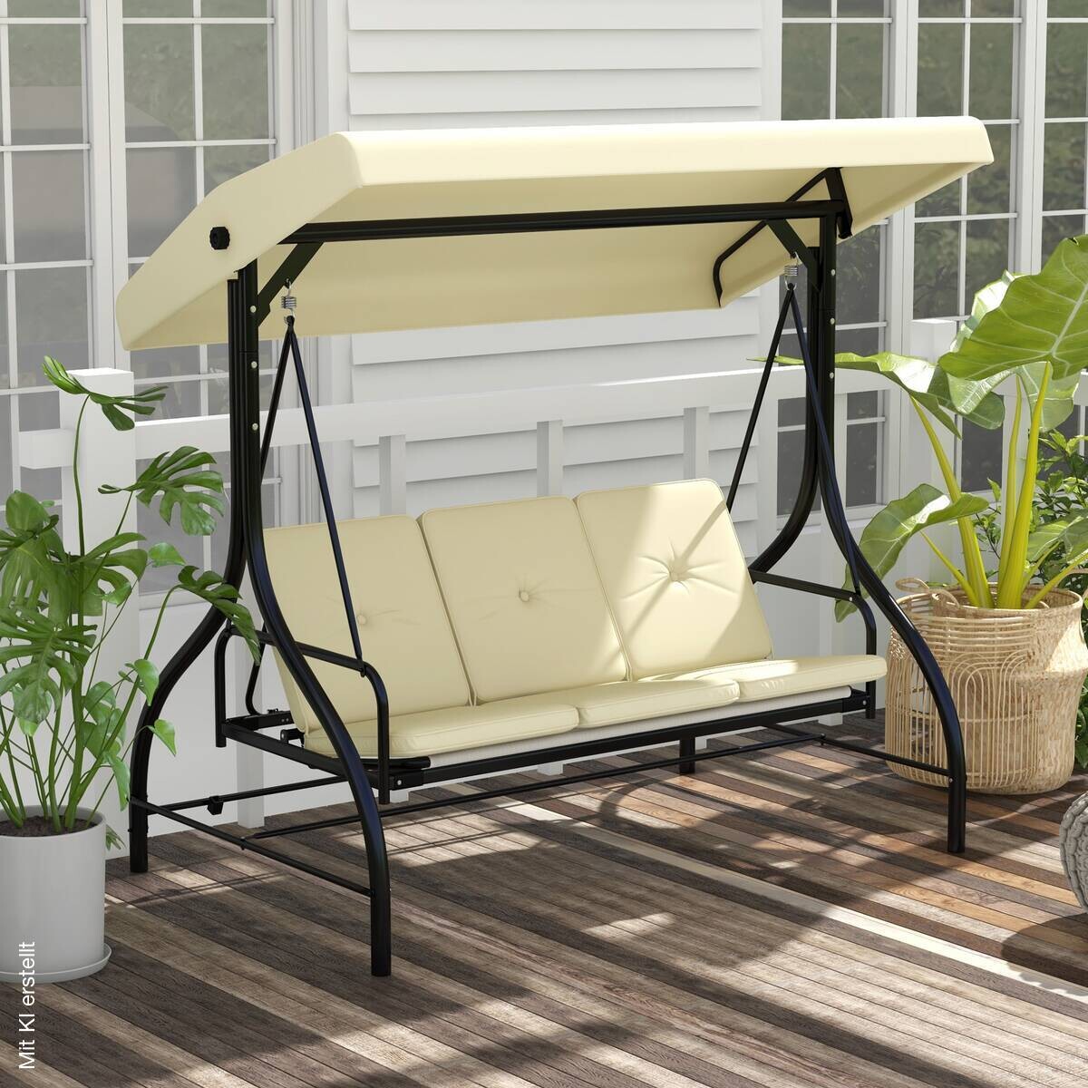 Outsunny Hollywoodschaukel beige Stahl B/H/L: ca. 117x175x195 cm
