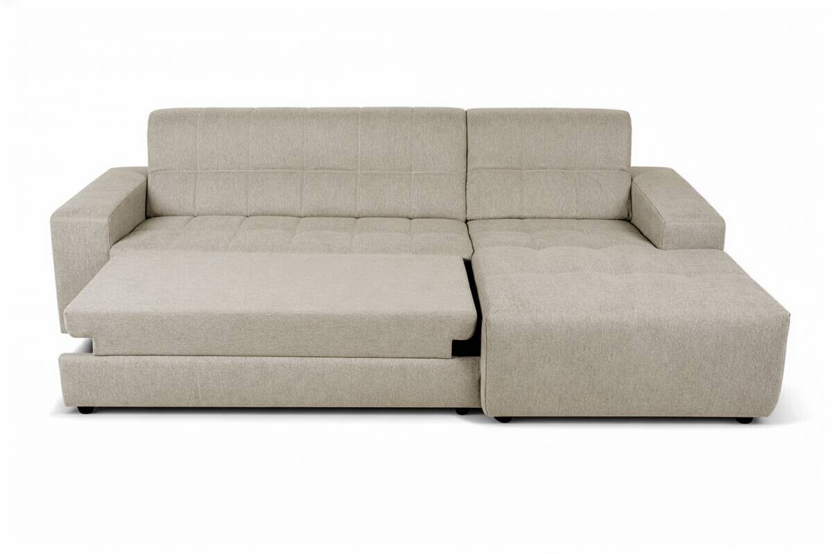 Ecksofa mit Bettfunktion beige Flachgewebe B/H/T: ca. 267x93x163 cm