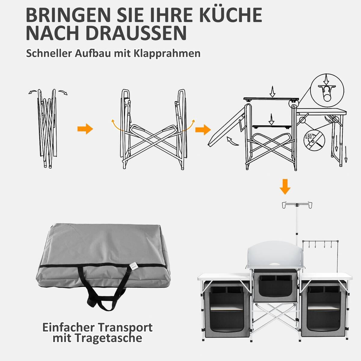 Outsunny Campingküche B/H/L: ca. 48x119x172 cm