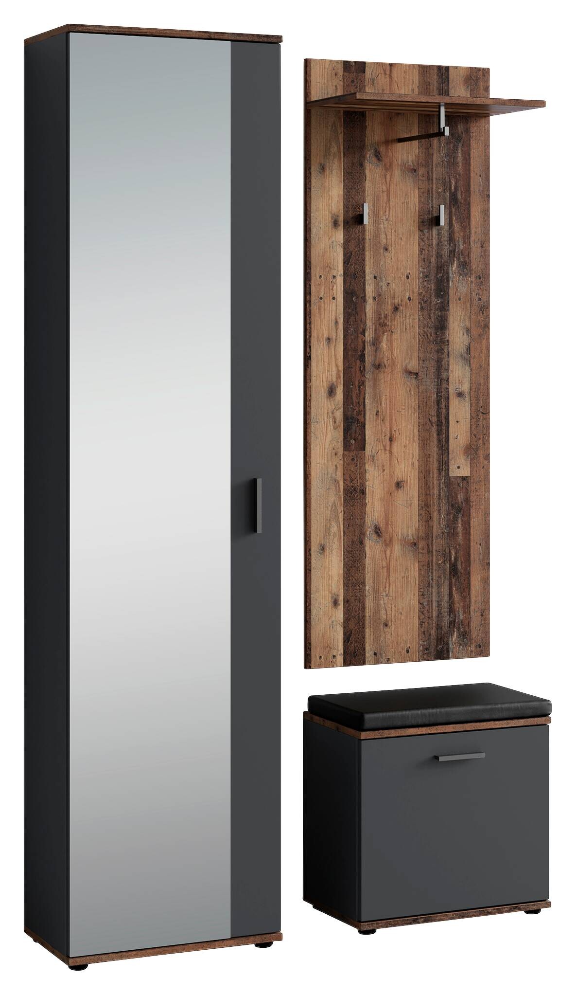 Garderobenset JAKOB Set 3-tlg. anthrazit