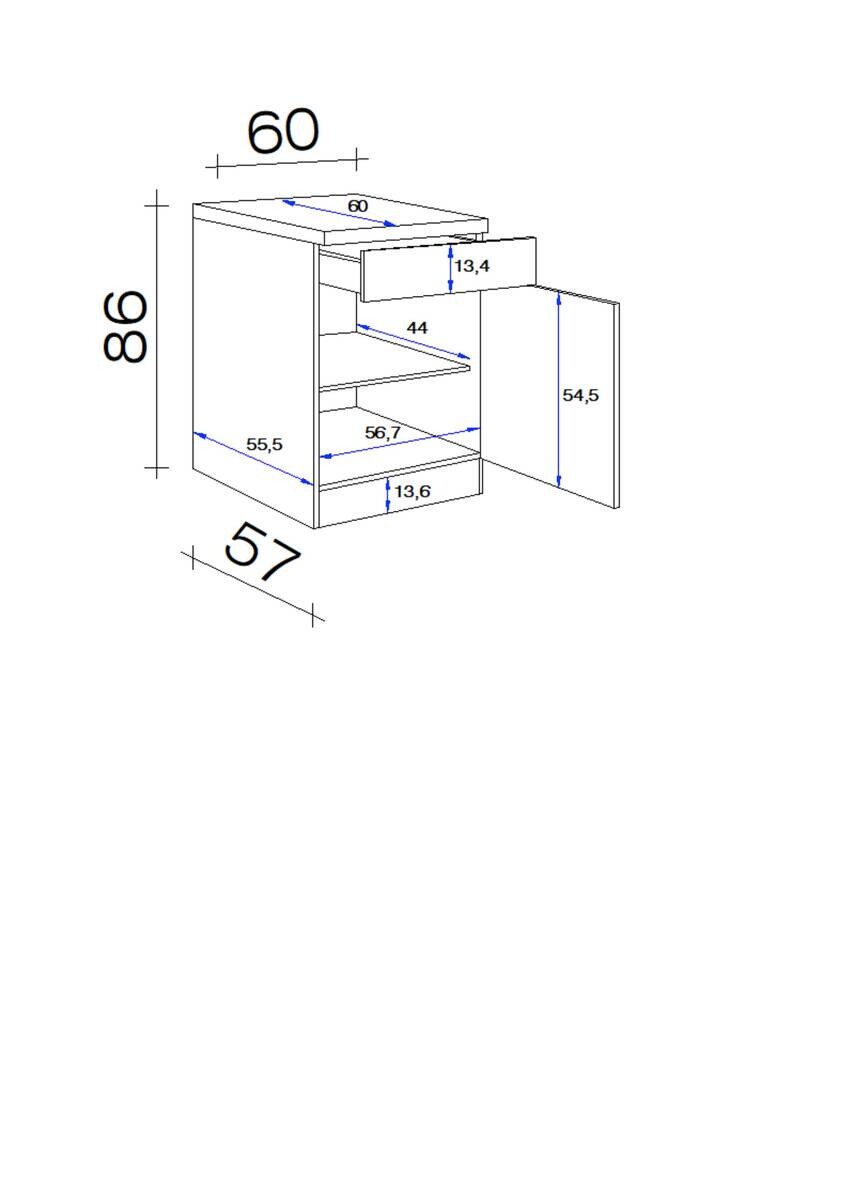 Unterschrank Elva anthrazit B/H/T: ca. 60x86x60 cm