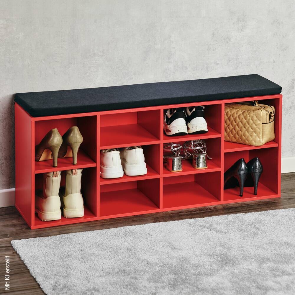 Kesper Schuhregal rot Spanplatte B/H/T: ca. 103,5x48x29,5 cm