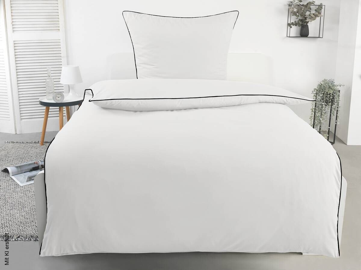 Microfaser Bettwäsche schwarz weiß 100% Polyester B/L: ca. 135x200 cm