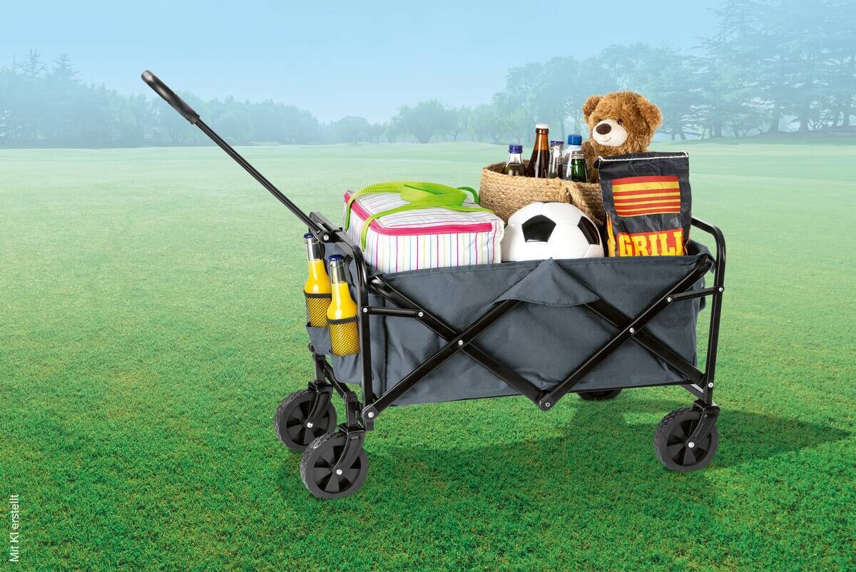 EASYmaxx Bollerwagen grau Metall B/H/L: ca. 14x51,5x64,5 cm