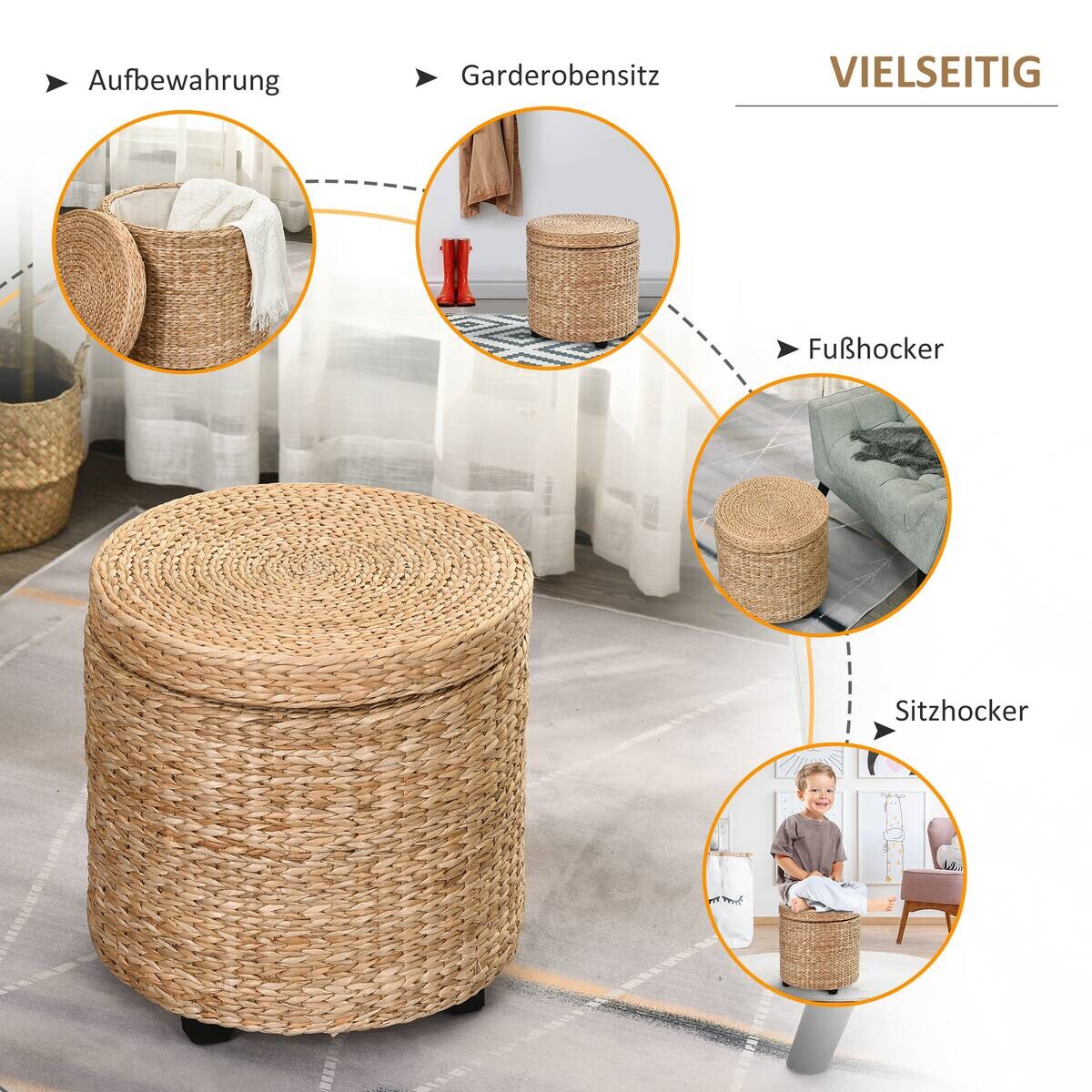 HOMCOM Hocker khaki B/H/L: ca. 43x43x43 cm