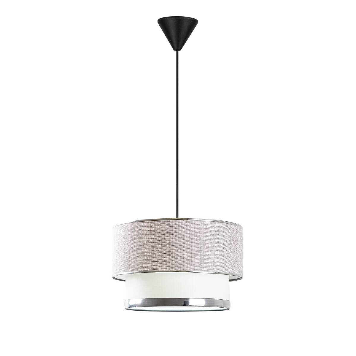 Opviq Pendelleuchte Cake grau silber Metall Baumwolle B/H/L: ca. 30x65x30 cm E27 1 Brennstellen