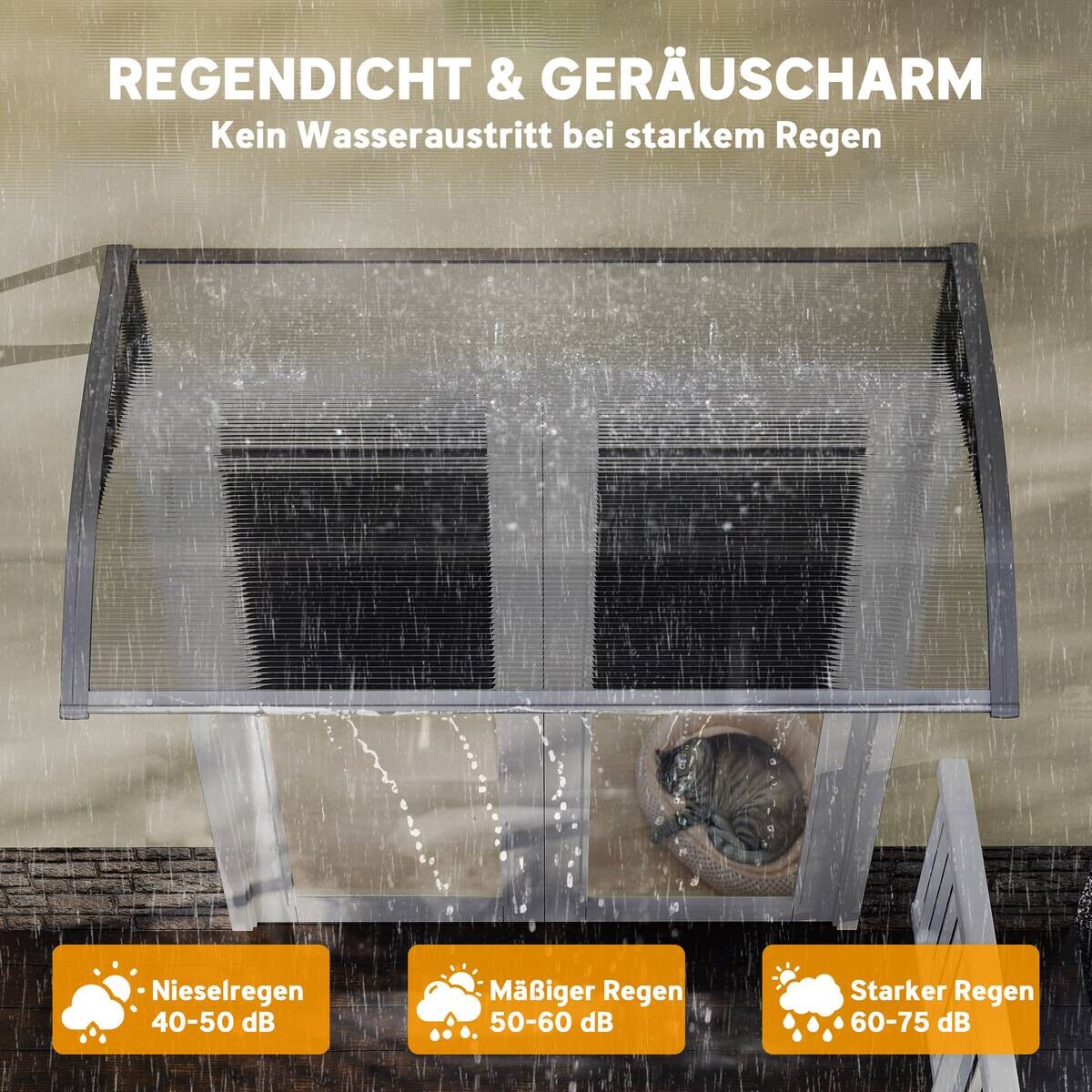 Outsunny Pultvordach transparent grau B/H/L: ca. 60x18x110 cm