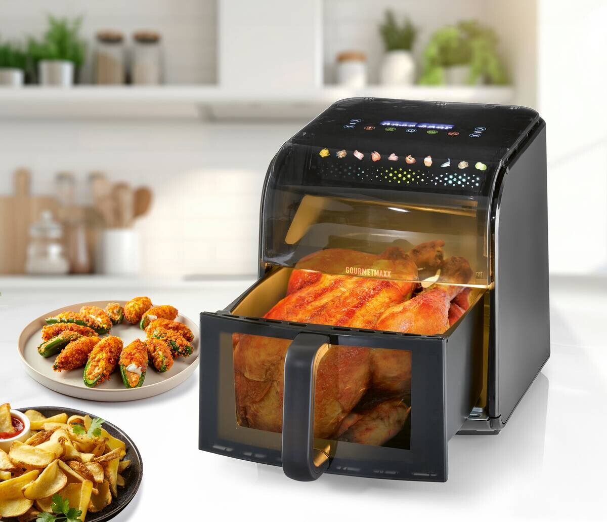 GOURMETmaxx Heißluftfritteuse schwarz Metall B/H/L: ca. 38,6x31,8x28,8 cm ca. 7 l