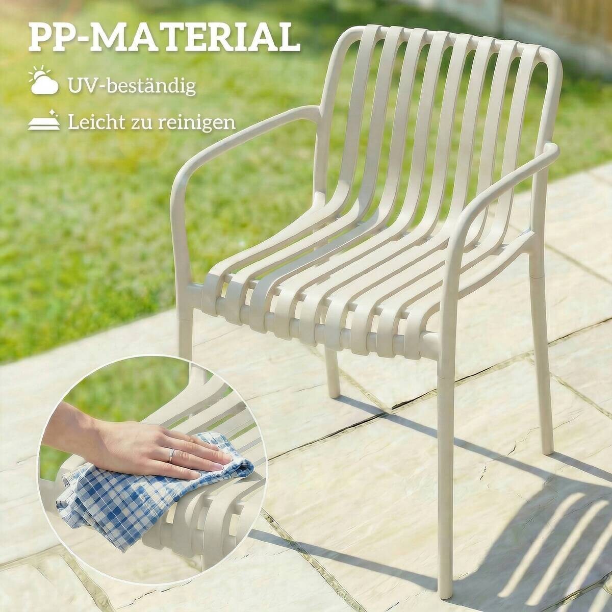 Outsunny Stapelstuhl creme Kunststoff B/H/L: ca. 55x81,5x58,5 cm