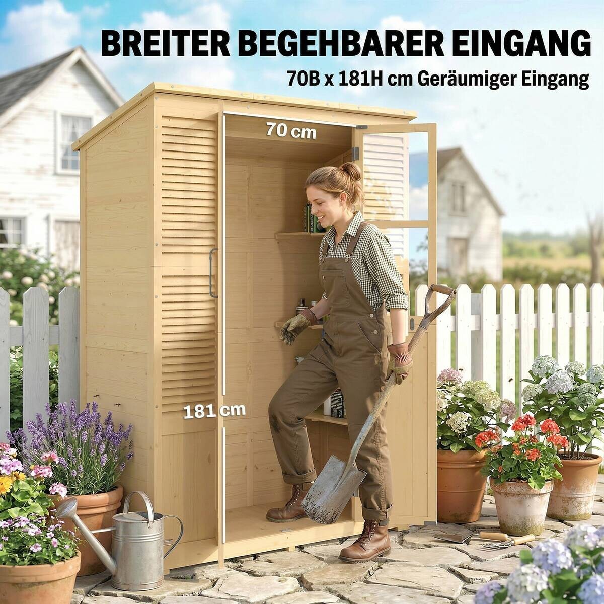 Outsunny Geräteschuppen B/H/T/L: ca. 68x198x68x147 cm