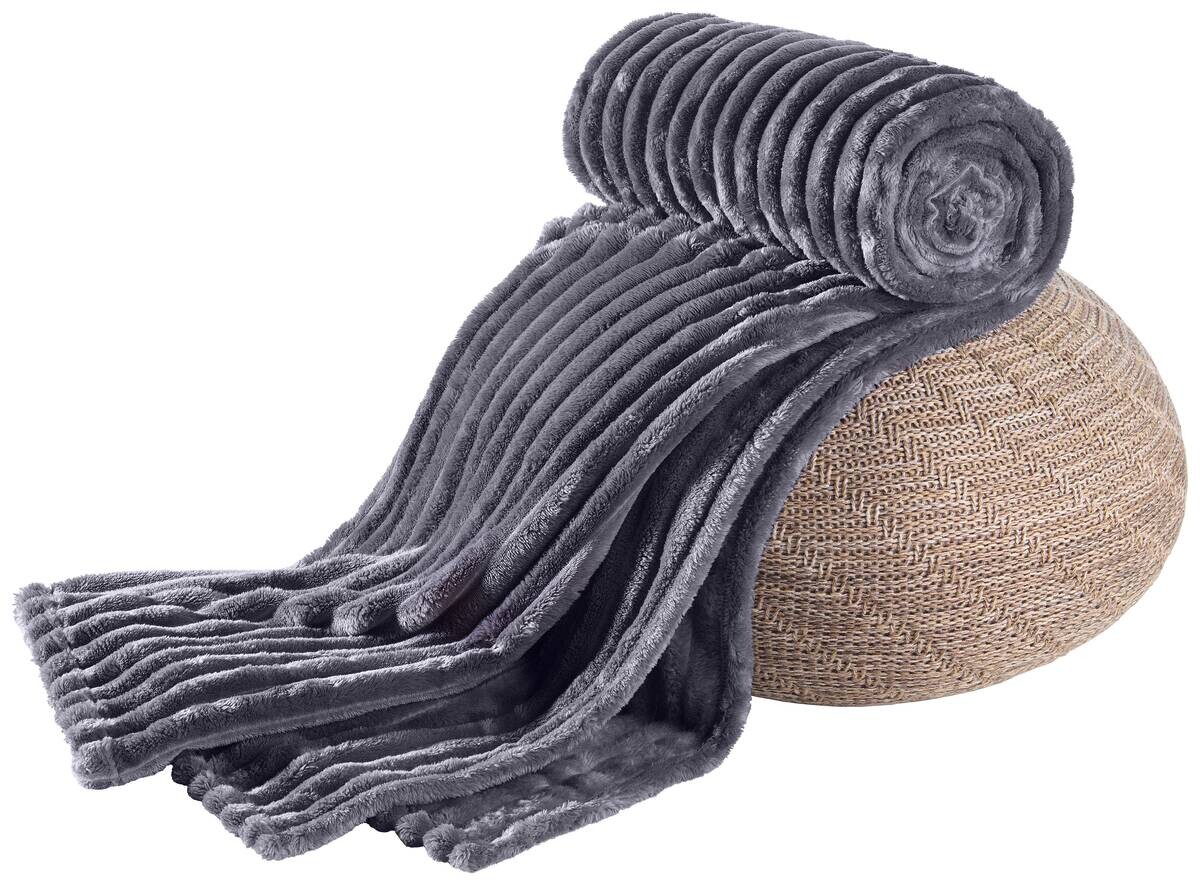 Flanelldecke Cashmere touch anthrazit Polyester B/L: ca. 150x200 cm