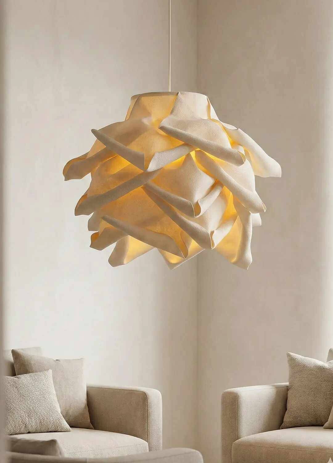 Opviq Pendelleuchte beige Kunststoff B/H/T/L/D: ca. 58x125x58x58x58 cm E27 1 Brennstellen