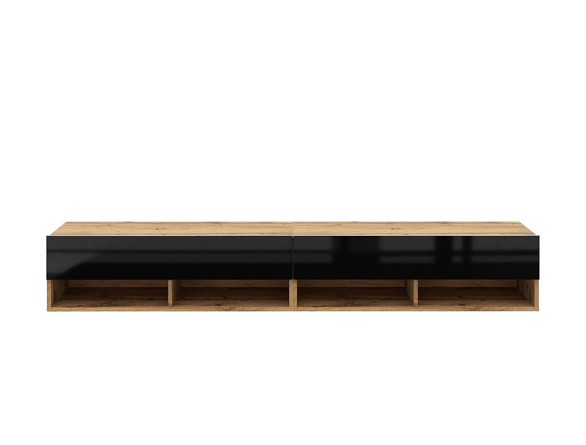 TV-Lowboard TV LOWBOARD DERBY 280 Eiche Wotan Nachbildung schwarz glänzend B/H/T: ca. 280x32,5x31,5 cm