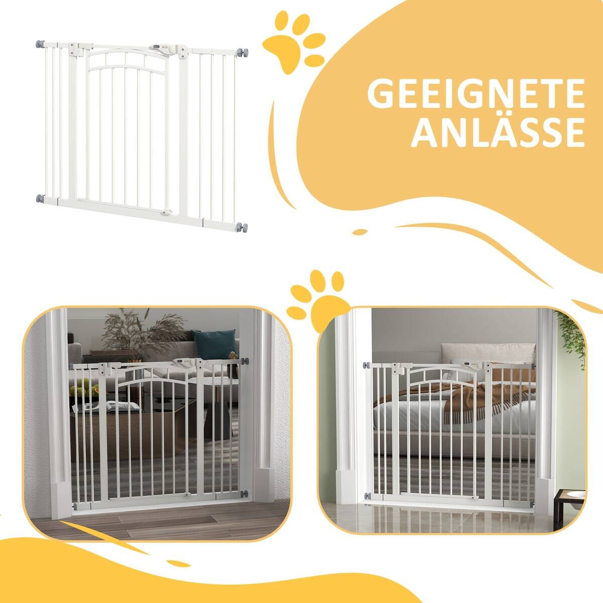 PawHut Türschutzgitter weiß Stahl B/H/L: ca. 4x76x100 cm