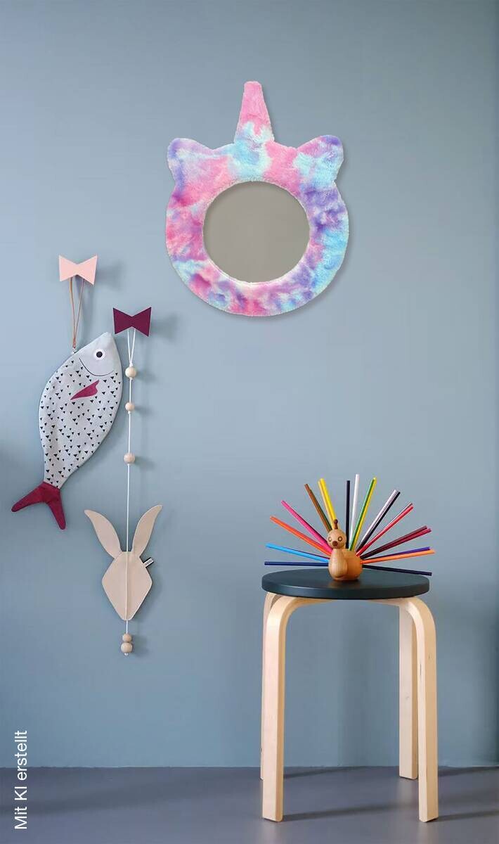 Dekorspiegel Unicorn bunt Plüsch B/H/T: ca. 31x40x2 cm