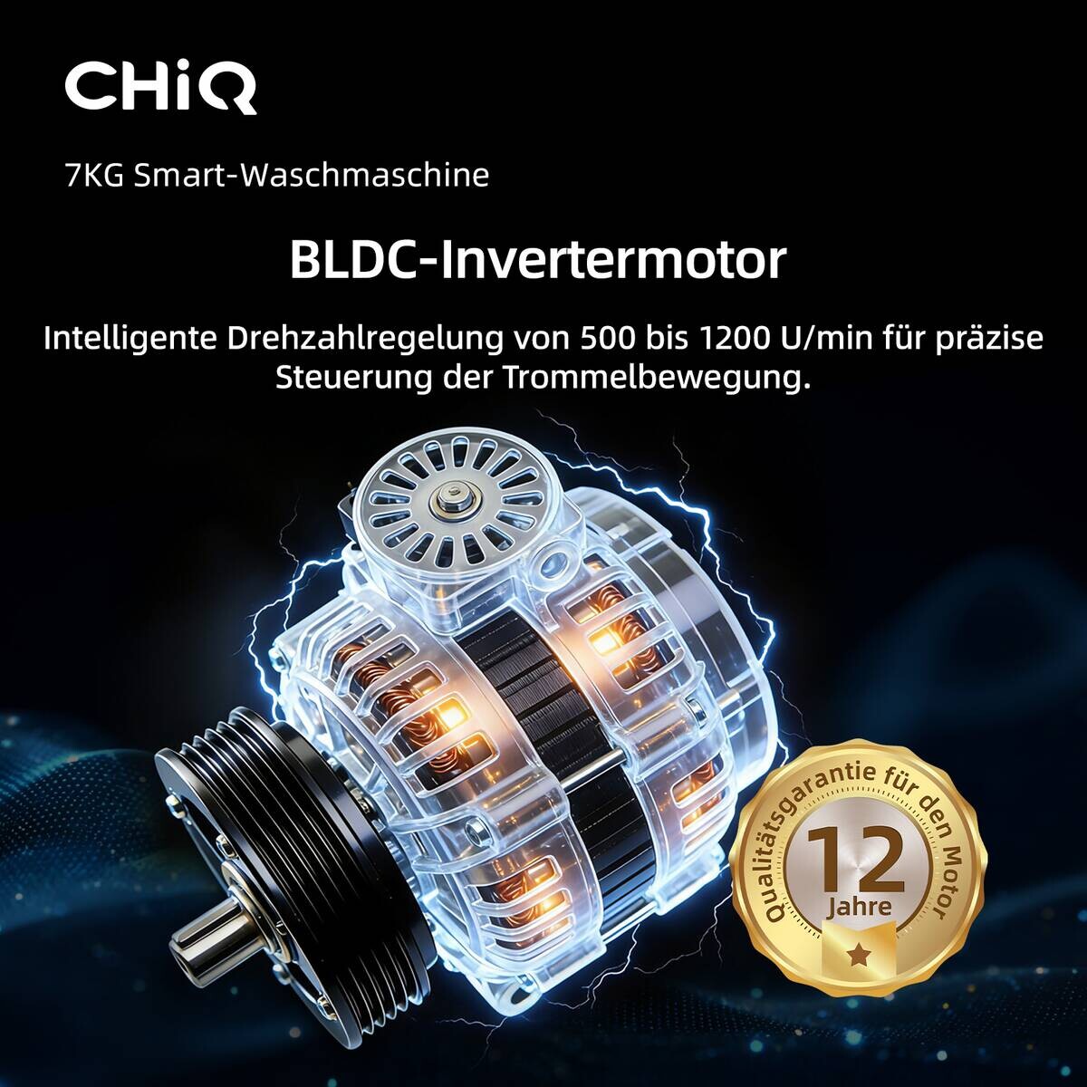 ChiQ Waschmaschine PW73863B schwarz B/H/T: ca. 60x85x46,5 cm ca. 7 kg