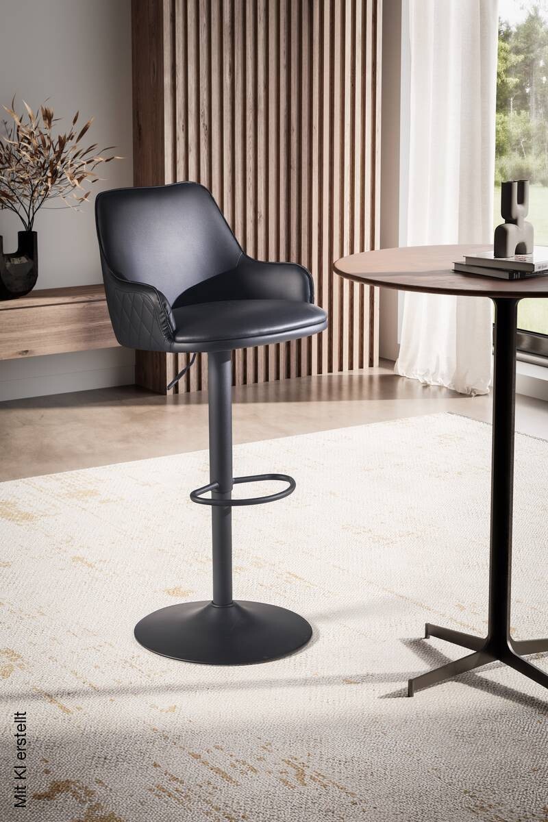 Barhocker schwarz Kunstleder B/H/T: ca. 45x106x45 cm
