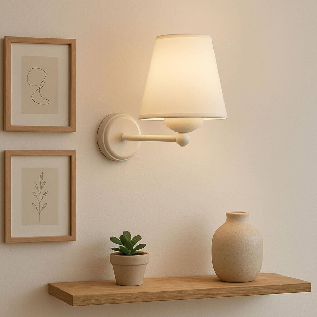 Opviq Wandleuchte beige Metall PVC B/H/T/L/D: ca. 13x15x13x13x13 cm E27 1 Brennstellen