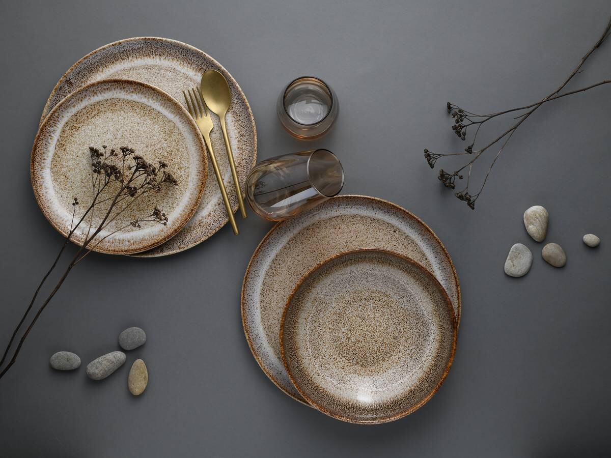 CreaTable Tafelservice STONE TOWN sand Steinzeug 12 tlg.