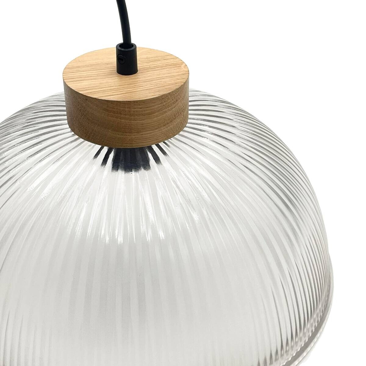 Lamkur Pendelleuchte Eiche Glas B/H/L: ca. 30x113x30 cm E27 1 Brennstellen