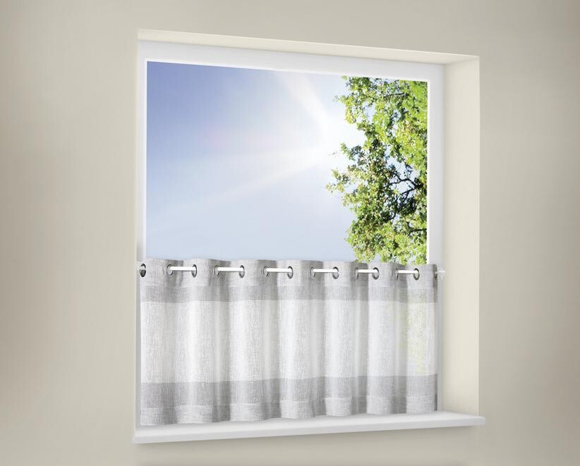 Happy Home Scheibengardine Streifen grau B/L: ca. 140x50 cm