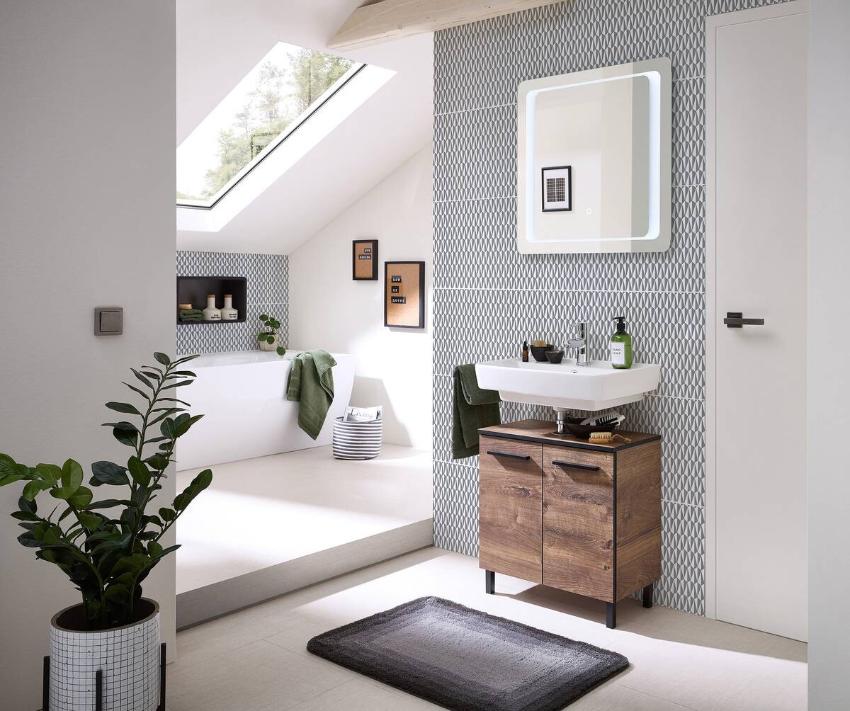 Badezimmer-Set Quickset 374 Eiche Ribeck Nachbildung B/H/T: ca. 70x200x33 cm