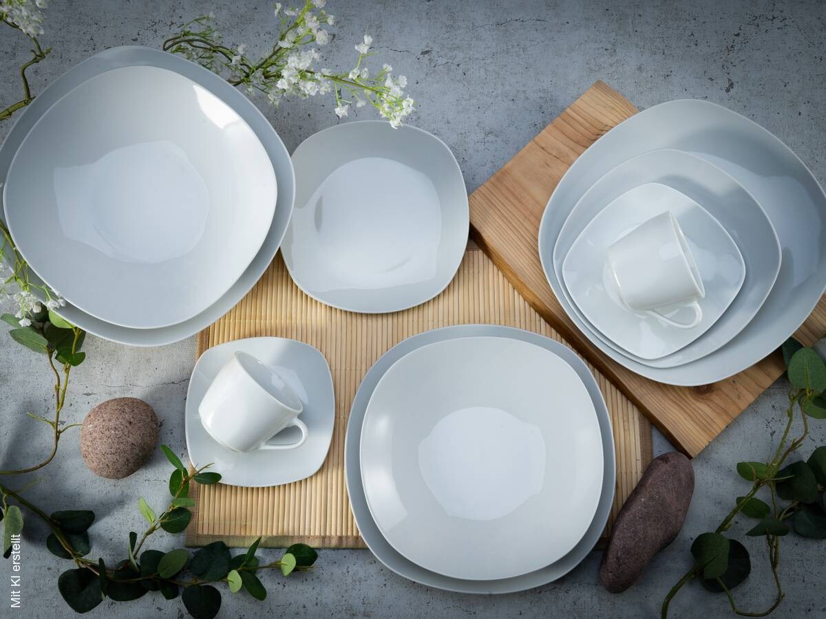 CreaTable Kombiservice Square weiß Porzellan 30 tlg.