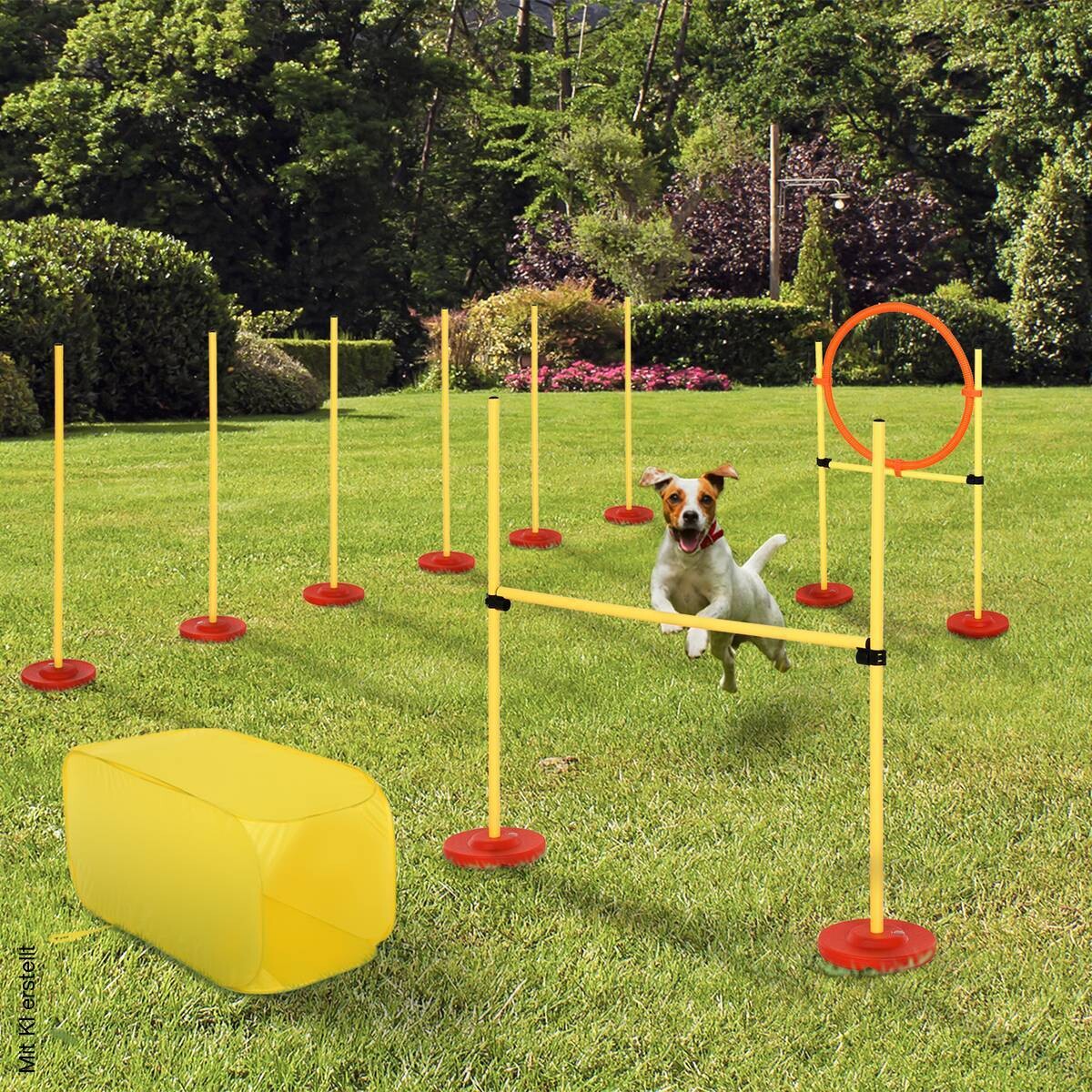 PawHut Agility gelb Kunststoff B/H/L: ca. 128x100x105 cm
