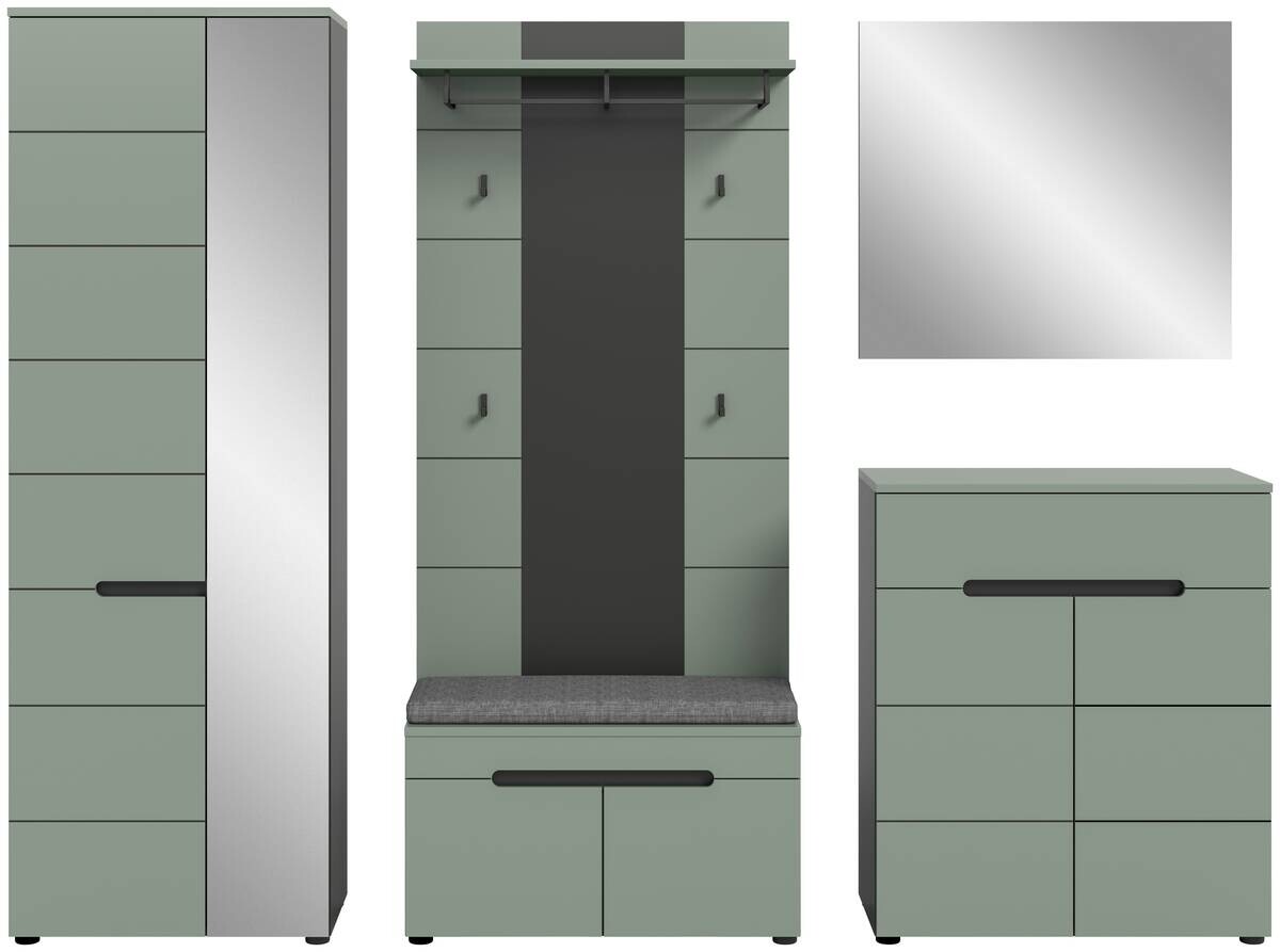 Garderobe Canu grün basaltgrau Nachbildung B/H/T: ca. 255x190x37 cm
