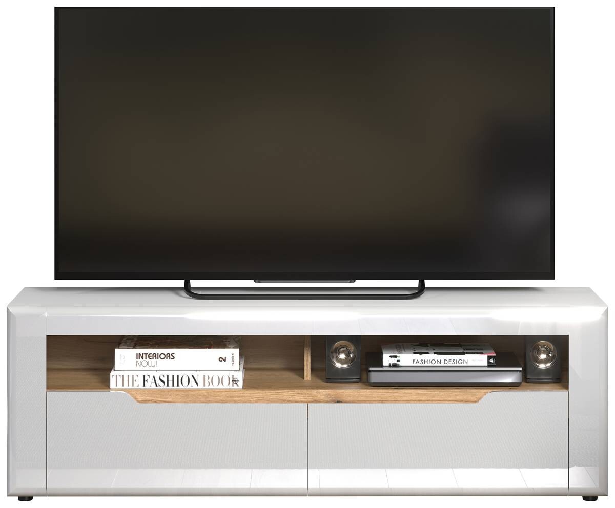 TV-Lowboard Marlon Eiche Evoke Coast Nachbildung weiß Hochglanz B/H/T: ca. 150x50x40 cm