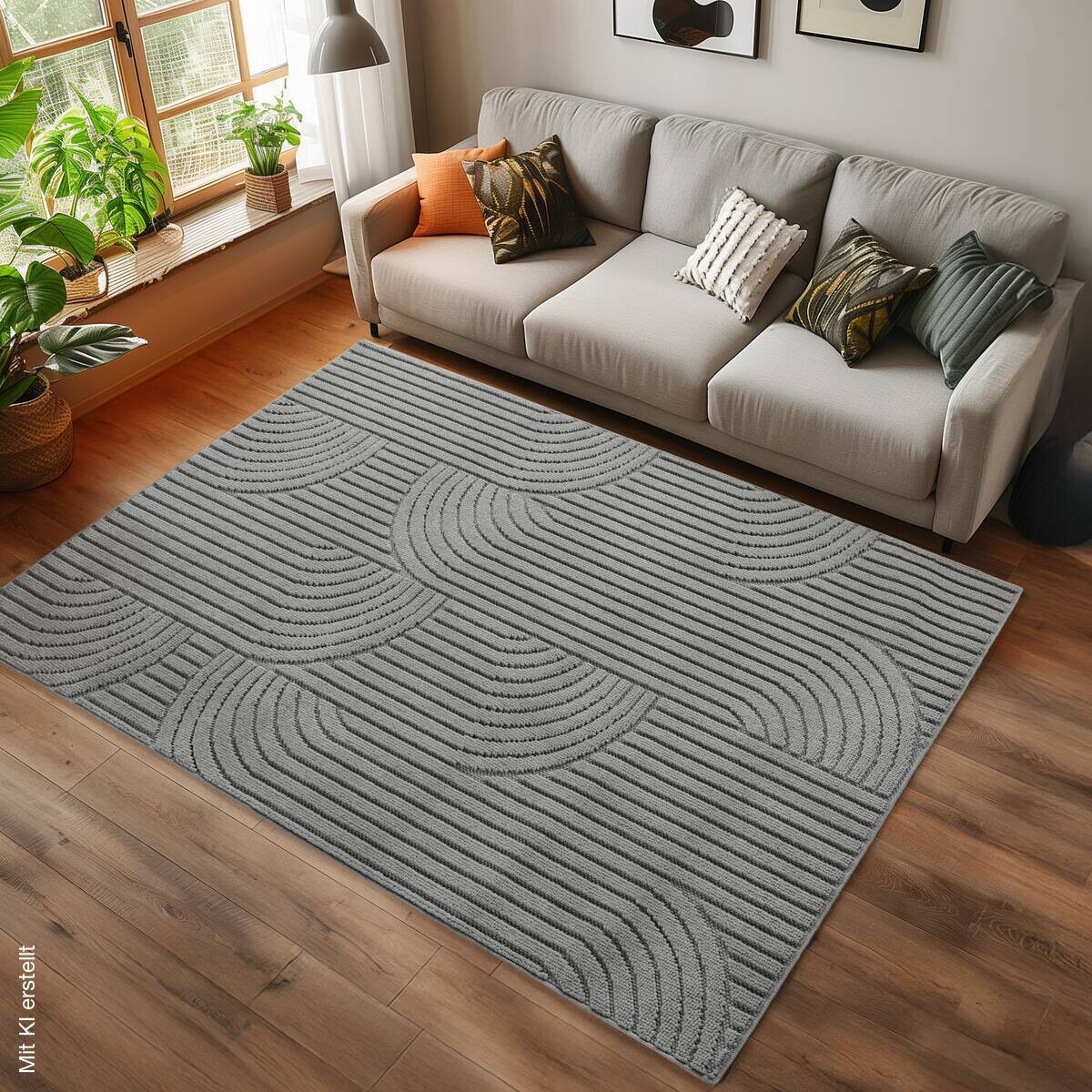 Ayyildiz Kurzflorteppich HELIX silber B/H/L: ca. 140x0,7x200 cm