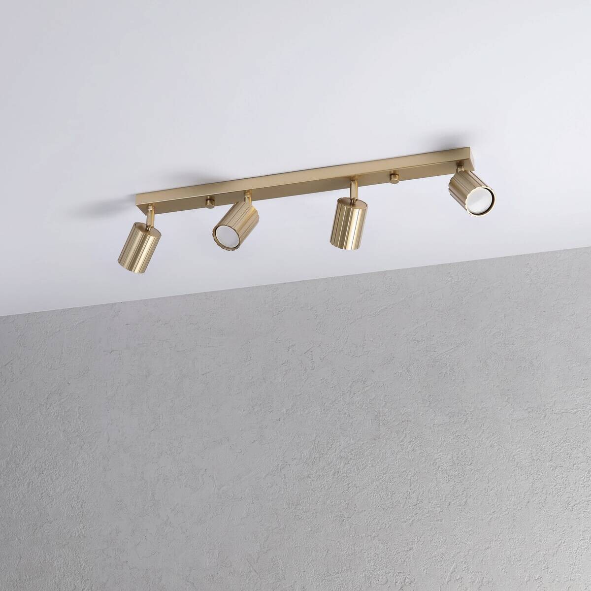 Lamkur Strahler Prisma gold Stahl B/H/L: ca. 6,5x16,5x81 cm 4 Brennstellen