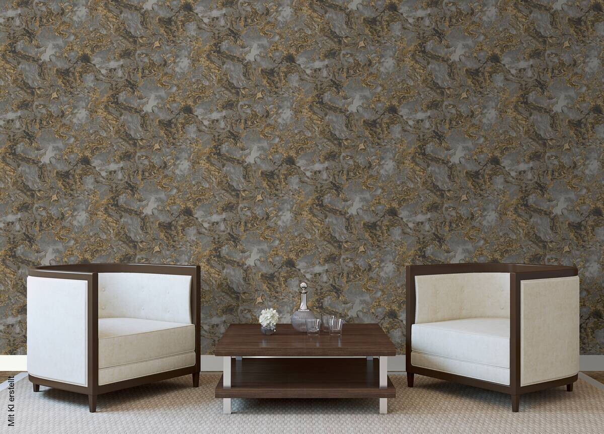 Vinyltapete gold anthrazit B/L: ca. 53x1005 cm