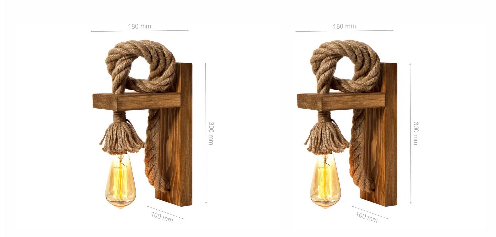 Opviq Wandleuchte braun gold Fichte B/H/L: ca. 30x10x18 cm E27 2 Brennstellen