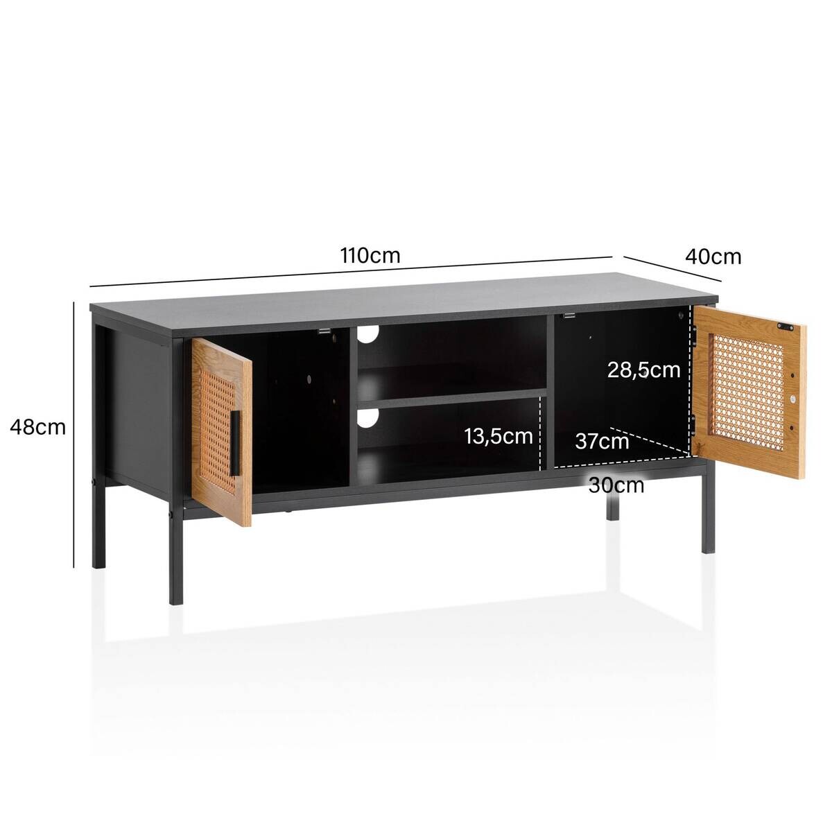 Lowboard schwarz Eiche Optik B/H/T: ca. 110x48x40 cm