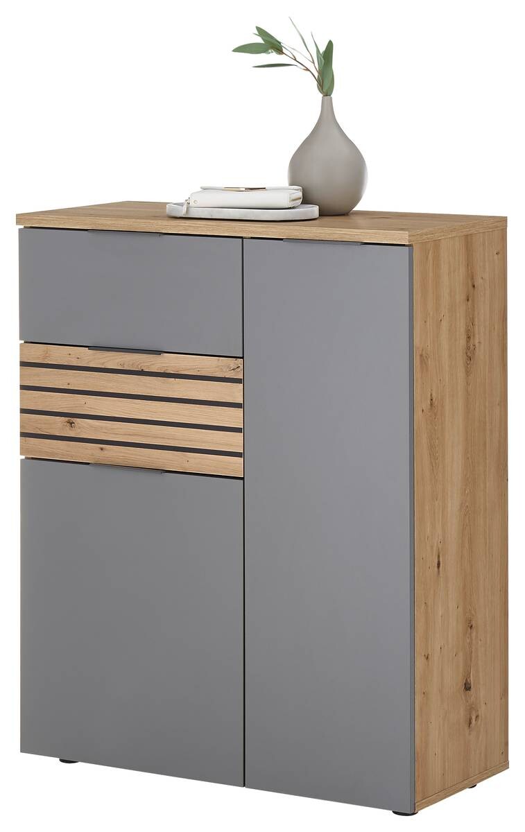 Schuhkommode Milan Eiche Artisan Nachbildung grau B/H/T: ca. 85x105x38 cm