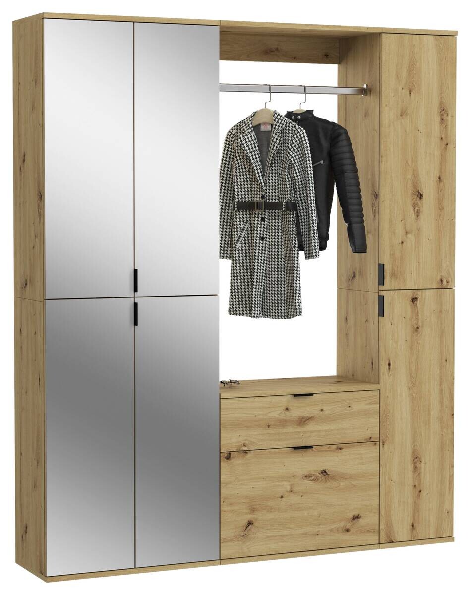 Garderobe PROJEKT Eiche Artisan Nachbildung Spiegel B/H/T: ca. 152x193x34 cm