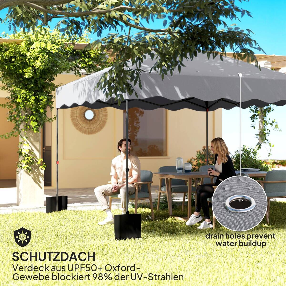 Outsunny Pavillon hellgrau Polyester B/H/L: ca. 297x287x297 cm