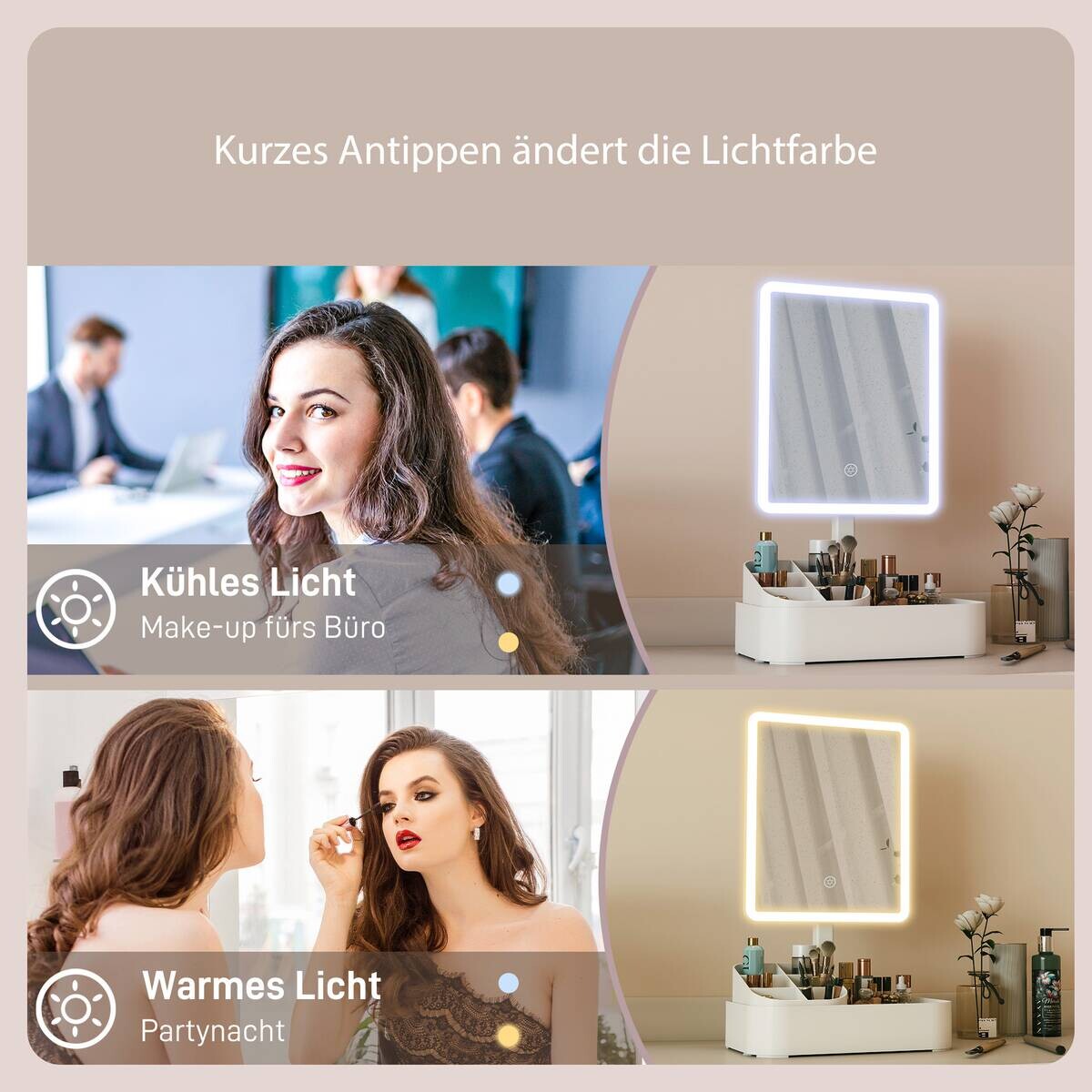 HOMCOM LED-Spiegel weiß B/H/L: ca. 13,8x38x22 cm