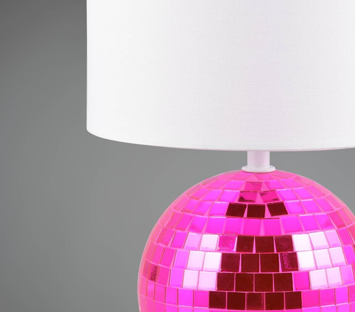 Reality Tischleuchte Glitza weiß pink Kunststoff Textil H/D: ca. 31x20 cm E14 1 Brennstellen